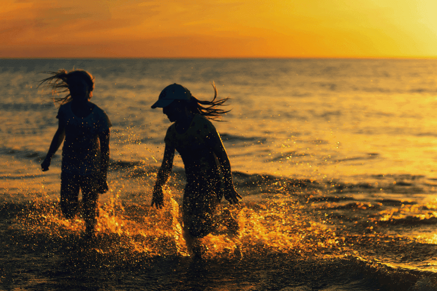 Kids having fun at the beach