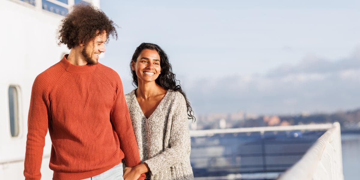 Couple on deck on DFDS ferry