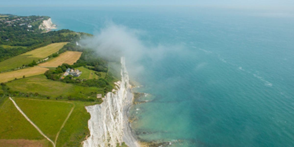Top view over beautiful English coast