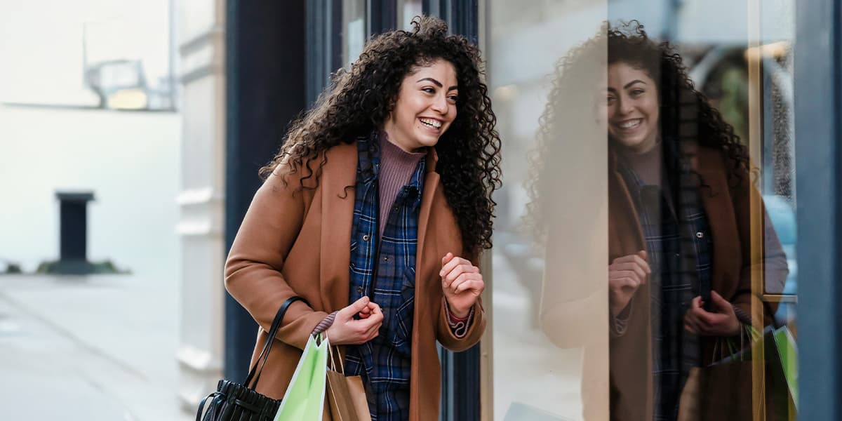 Woman browsing shops