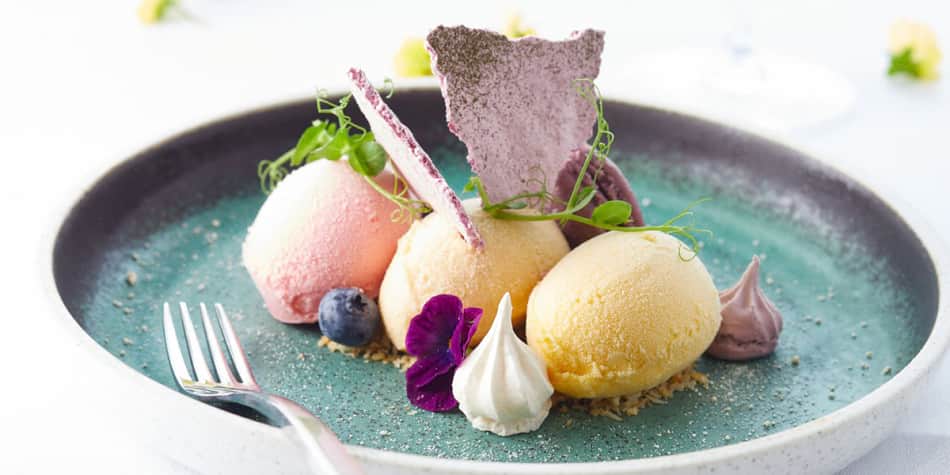 Ice cream dessert in North Sea Bistro on Newcastle to Amsterdam ferry