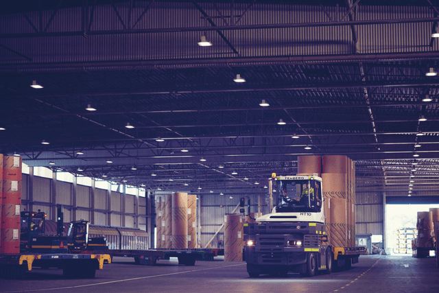 Forestry products being stored in a DFDS Freight Terminal