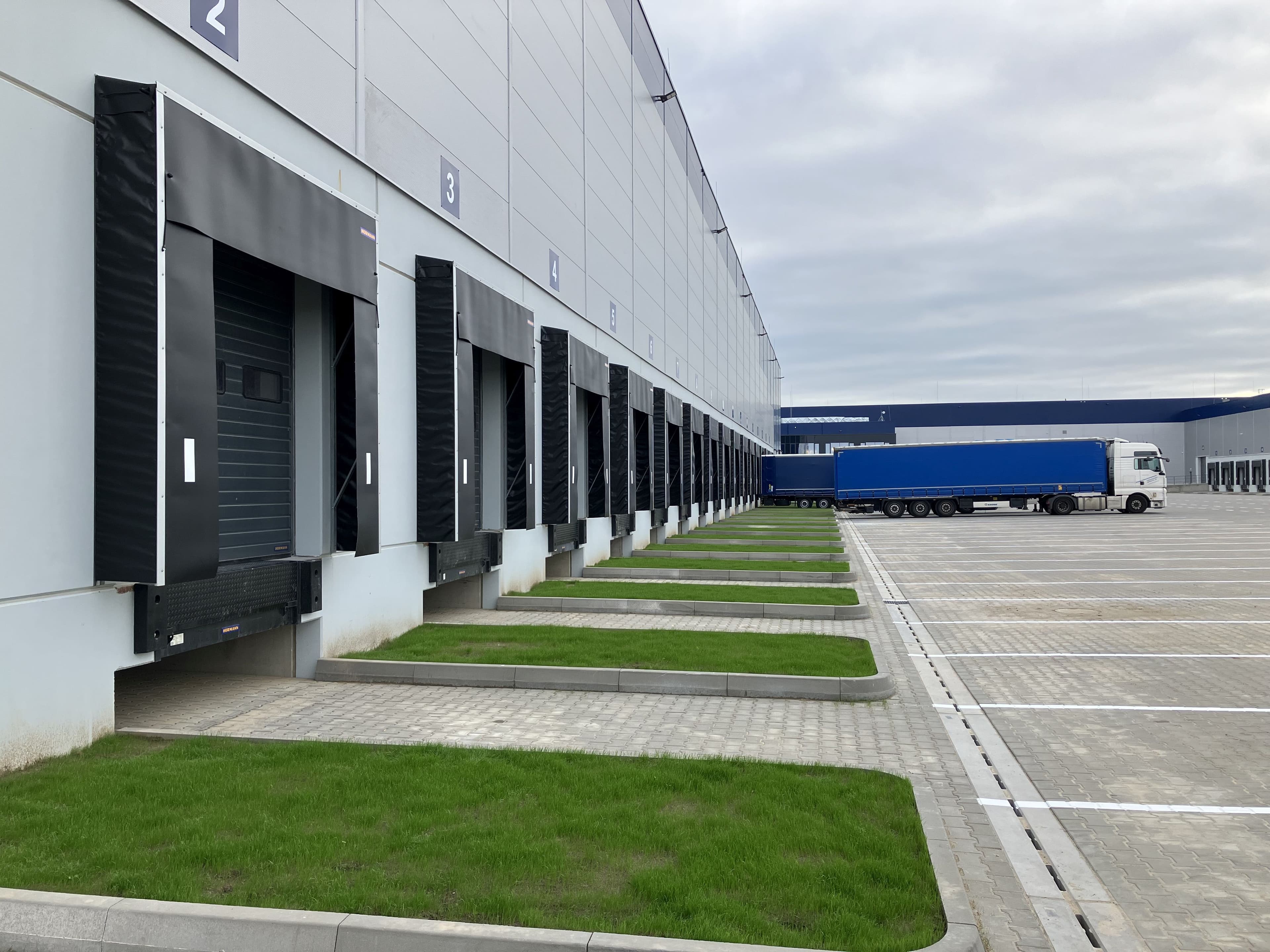 Row of docks of DFDS' first opened dry- warehouse and logistics office near Poznan, Poland, close to the West-German border.