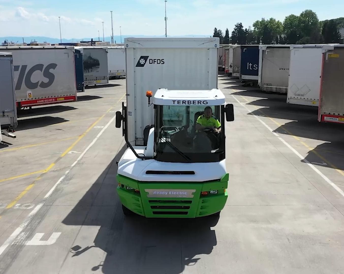 Electric-powered terminal tractor, converted diesel to electric vehicle