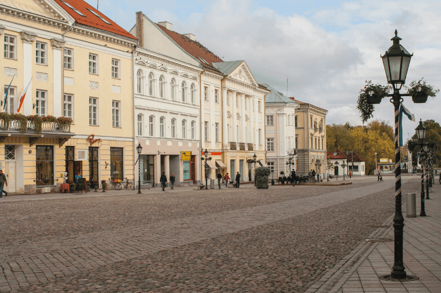 Tartu Old Town with medieval buildings