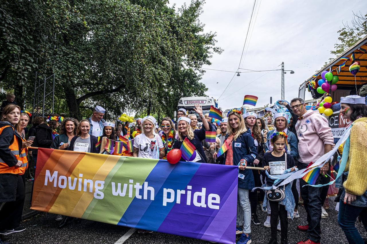 DFDS employees parading down the streets of Copenhagen as part of the Pride Parade 2019