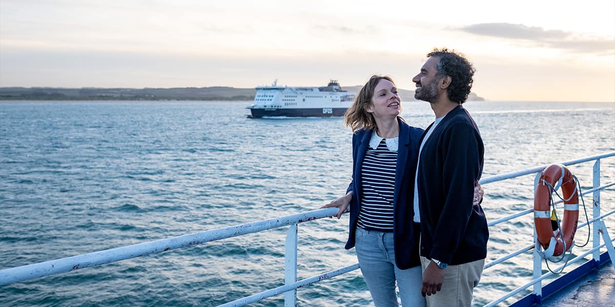Couple on deck sailing on DFDS ferry