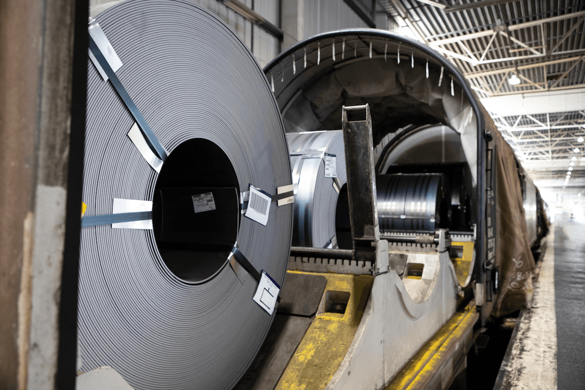 DFDS metals cargo loaded in a warehouse