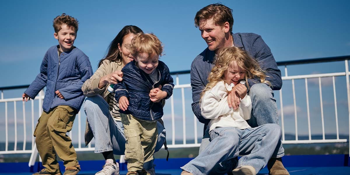 Family on deck of DFDS ship